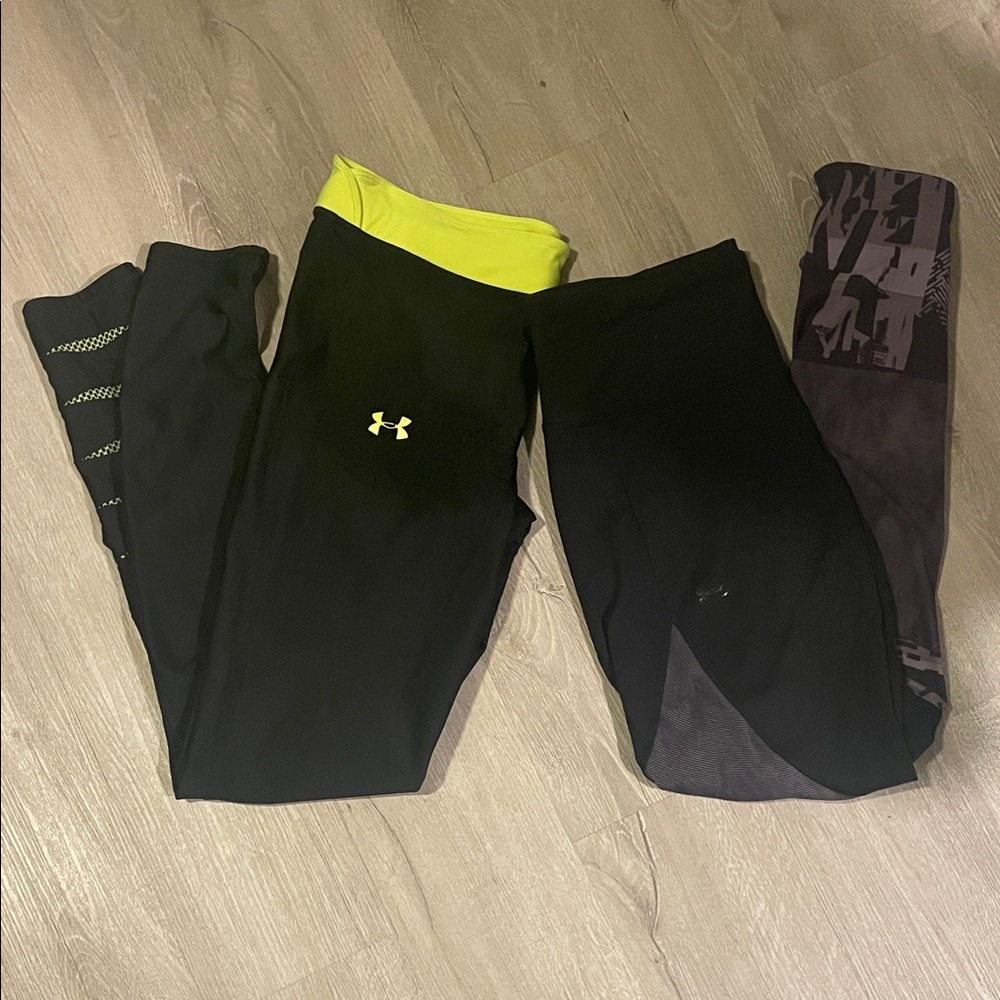 Under Armour Black Leggings with Yellow Accents